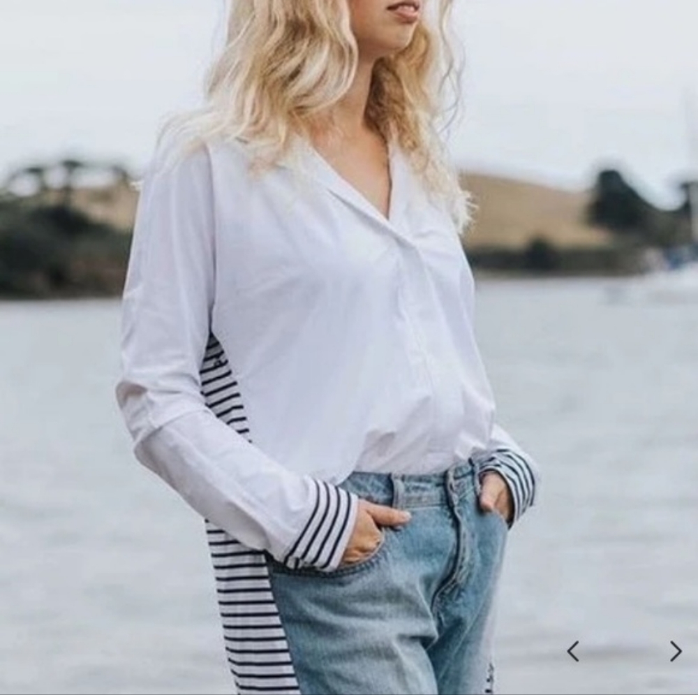 ADAY Something Borrowed Boyfriend Shirt in Stripe